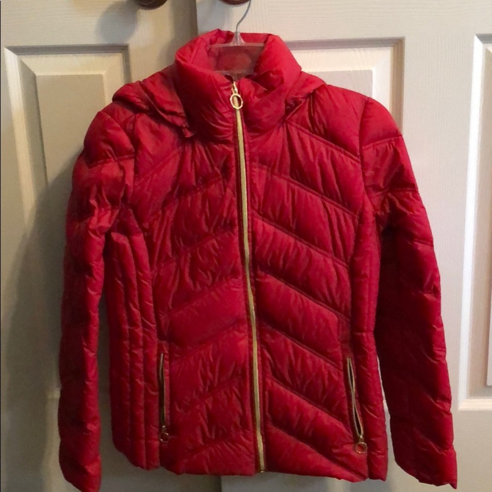 Michael Kors red packable down jacket size small